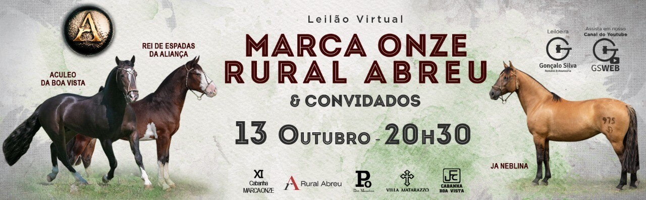 LEILÃO VIRTUAL RURAL ABREU, MARCA ONZE & CONVIDADOS