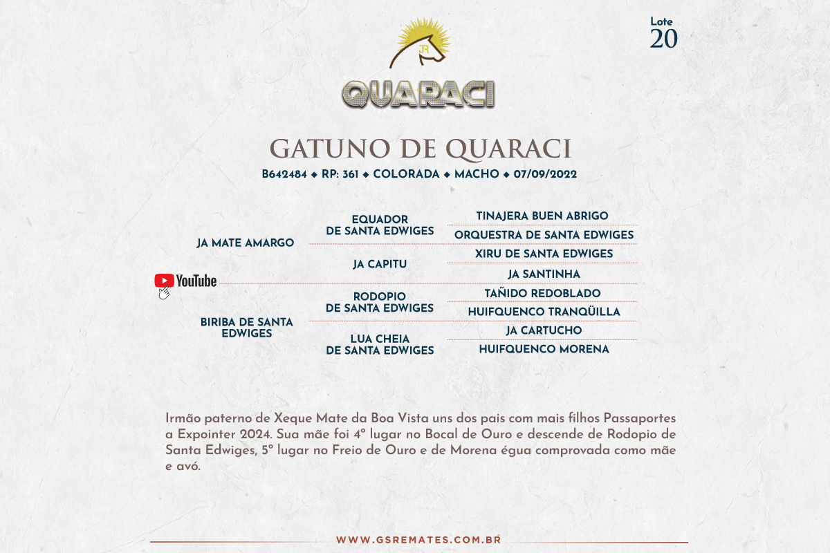 Geração GATUNO DE QUARACI