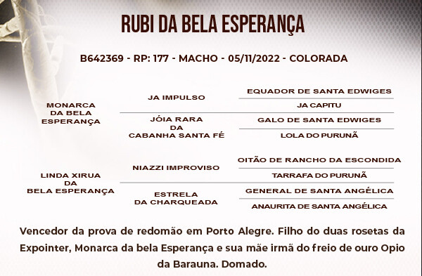 Geração RUBI DA BELA ESPERANÇA