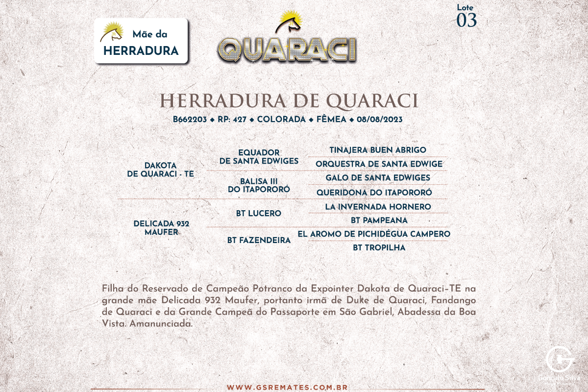Geração HERRADURA DE QUARACI