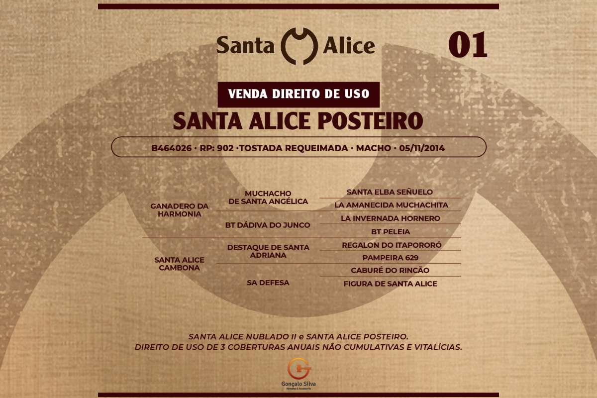 Geração SANTA ALICE NUBLADO II e SANTA ALICE POSTEIRO - DIREITO DE USO
