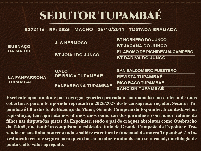 Geração SEDUTOR TUPAMBAÉ - COBERTURAS 