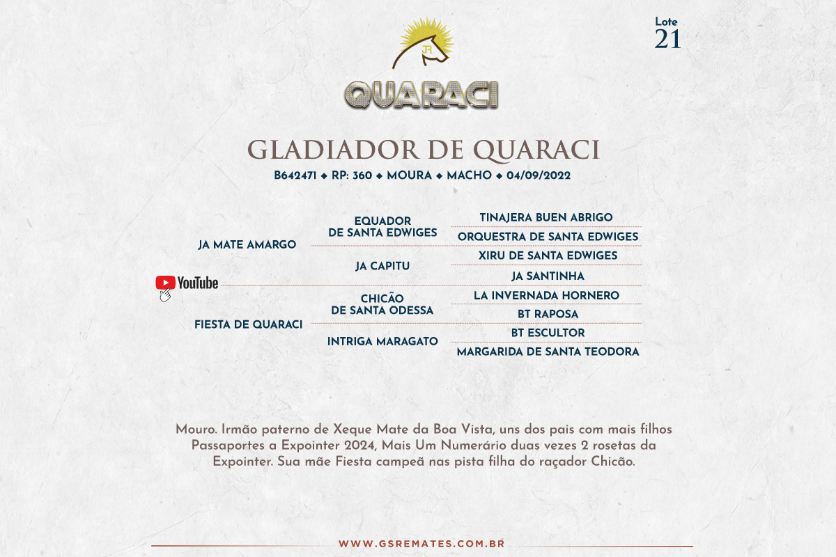 Geração GLADIADOR DE QUARACI