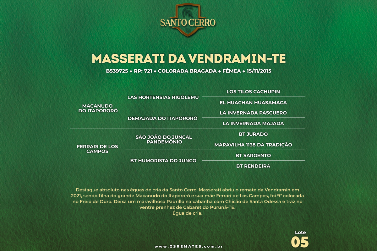 Geração MASSERATI DA VENDRAMIN-TE
