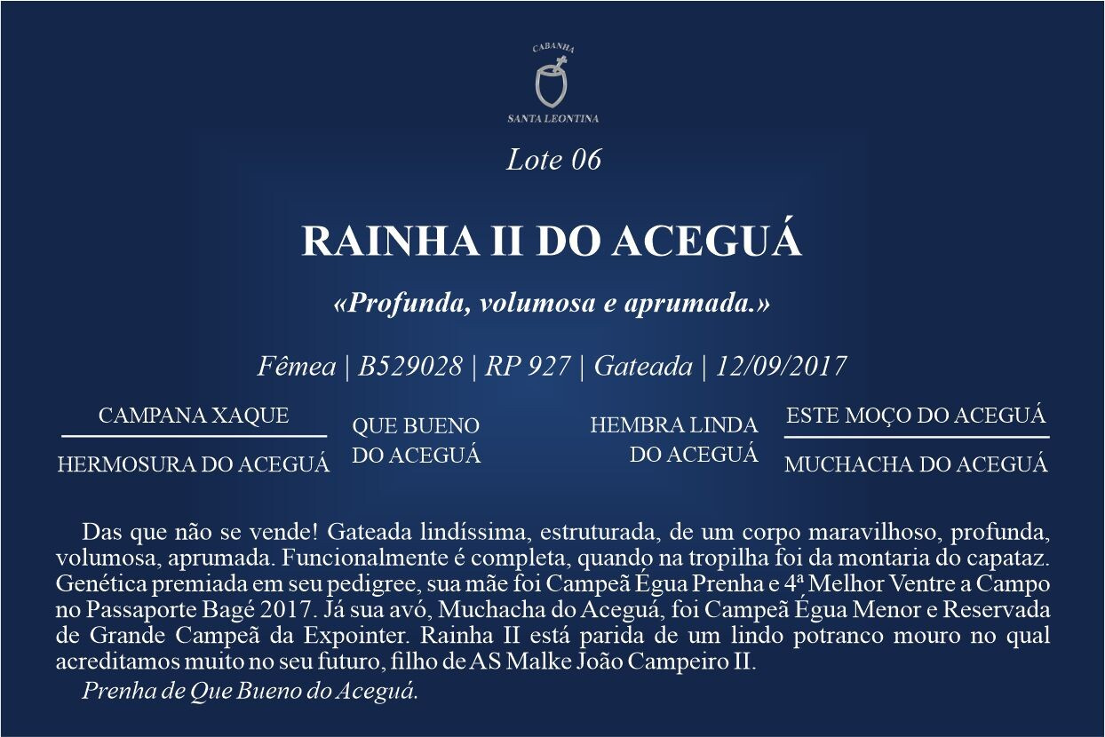 Geração RAINHA II DO ACEGUÁ