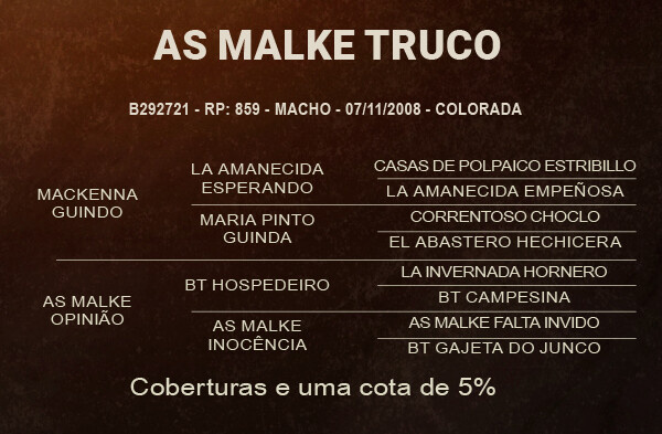 Geração AS MALKE TRUCO - COTA DE 5%