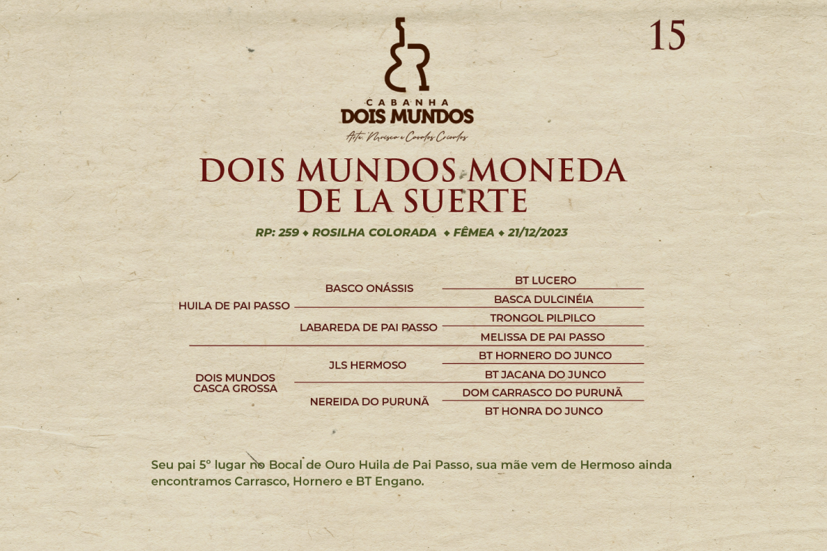 Geração DOIS MUNDOS MONEDA DE LA SUERTE