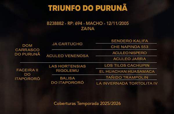 Geração TRIUNFO DO PURUNA OU FACEIRO DO RECANTO CRIOULO