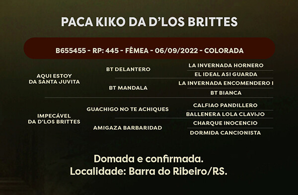 Geração  PACA KIKO DA D’LOS BRITTES