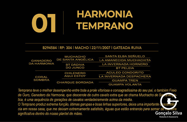 Geração HARMONIA TEMPRANO - COTA DE 2,5%