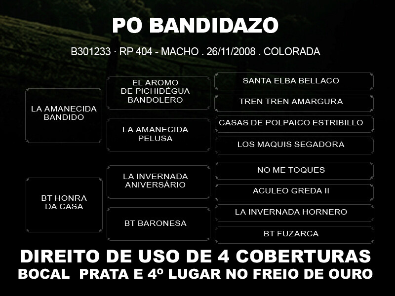 Geração DIREITO DE USO DE 4 COBERTURAS PO BANDIDAZO OU CAPANEGRA ESPARTANO