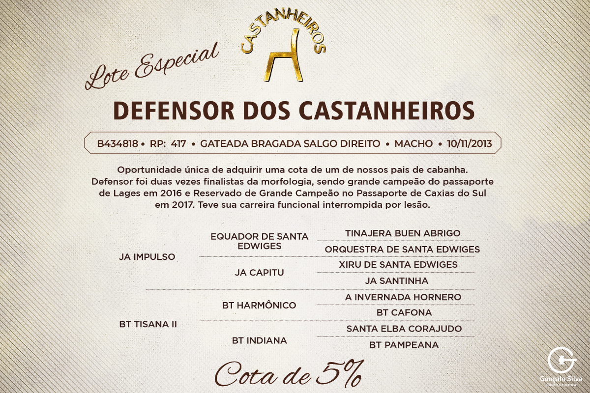 Geração COTA 5% DEFENSOR DOS CASTANHEIROS 