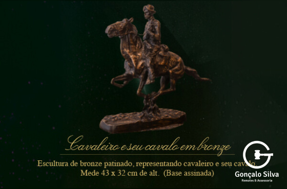 CAVALEIRO E SEU CAVALO EM BRONZE