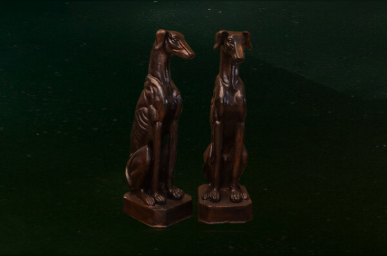 PAR DE CACHORROS GALGOS EM FERRO