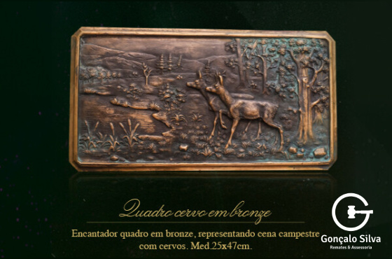QUADRO CERVO EM BRONZE