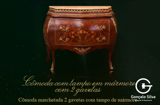 CÔMODA COM TAMPO EM MÁRMORE COM 2 GAVETAS