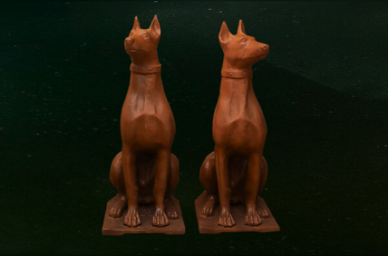 PAR DE CACHORROS DOBERMAN EM FERRO