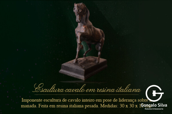 ESCULTURA CAVALO EM RESINA ITALIANA