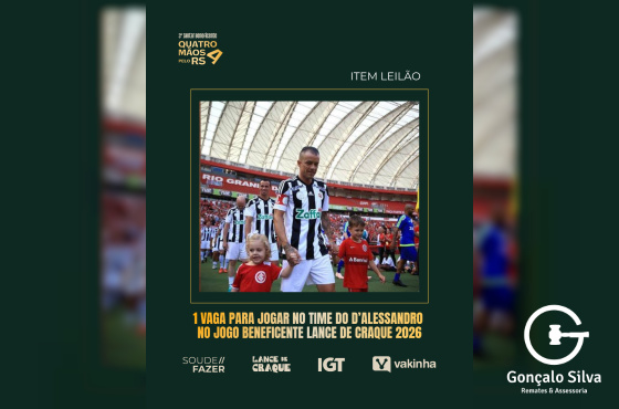 1 vaga para jogar no time D'alessandro Jogo Beneficente Lance de Craque 2026 em Dezembro em Gramado